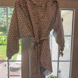 Doen Block Print Mini Dress with Belt Size Medium